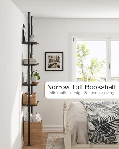 ALLZONE Tall Narrow Bookshelf, 4-Tier Ladder Bookcase for Small Spaces