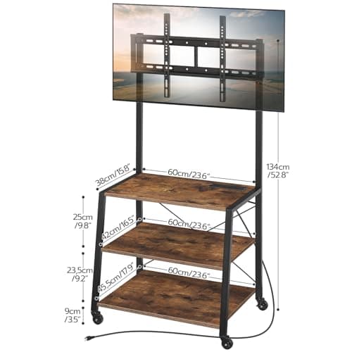 Rolling TV Stand for 55 inch TV, Corner Entertainment Center