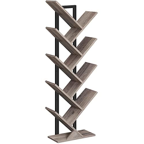 HOOBRO 9-Tier Rustic Brown Wooden Bookshelf for Living Room, Office, and Bedroom
