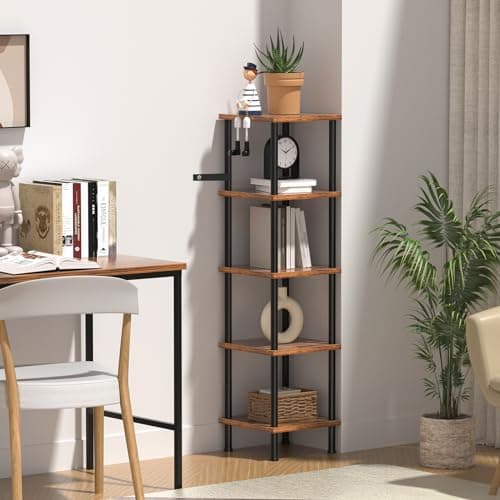 Industrial 5-Tier Square Shelf Stand Display Rack for Living Room, Home Office, Kitchen
