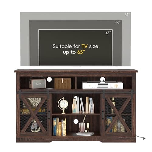 Xilingol Tall TV Stand with Power Outlets & Storage for 65+ Inch TVs