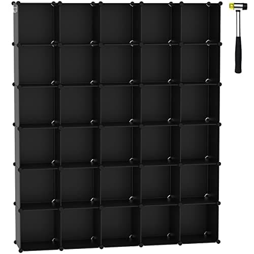 C&AHOME Cube Storage Organizer, 20-Cube Shelves, Transparent White Closet Cabinet