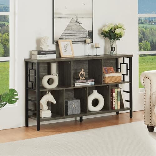 3-Tier Rustic Cube Bookshelf for Home and Office, Grey