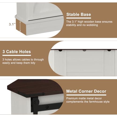 Corner TV Stand for 65 TV with Sliding Barn Door - White Wood Media Console, 58x15.7x31H