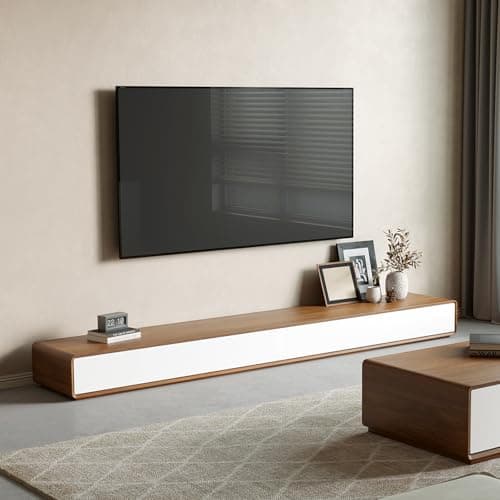 POVISON Modern Walnut TV Stand, 78 Inch Solid Wood with 4 Drawers, Full Assembled (TV Stand Only)