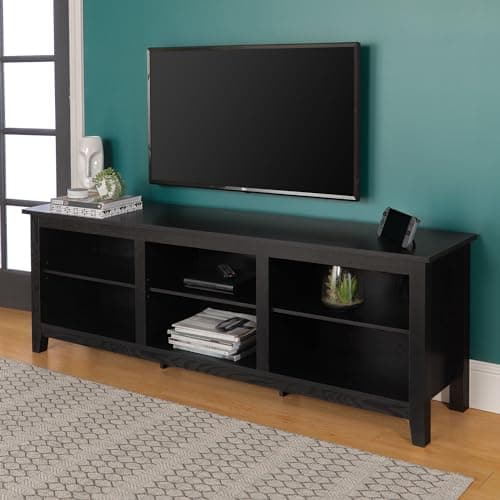 Walker Edison Wren Classic 6 Cubby TV Stand, 70 Inch, Black