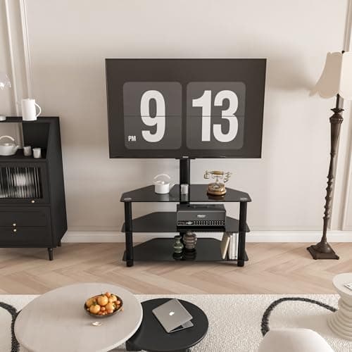 Heavy Duty Swivel Corner TV Stand with 3 Shelves & Cable Management