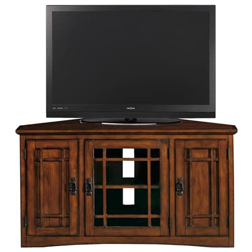 Leick Home 82385 Mission Oak Corner TV Stand with Storage