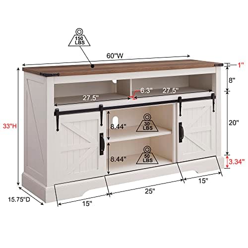 OKD Farmhouse 65+" TV Stand with Sliding Door & Storage