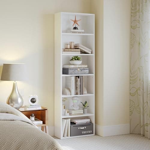 White 5-Tier MXV Bookshelf for Home Office, Living Room, Bedroom
