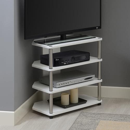 Designs2Go Corner TV Stand - 4-Tier 23.75" TV.CENTER, White