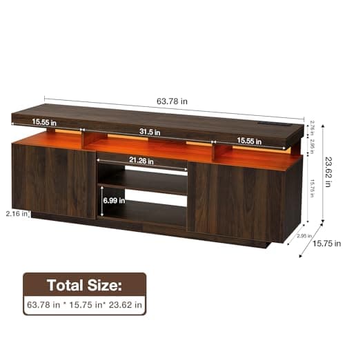 HOMMPA 75 Inch LED TV Stand with Storage & Power Outlets