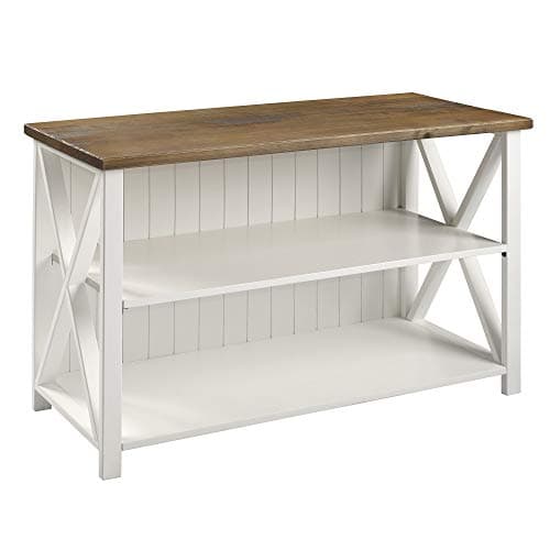 Walker Edison Modern Farmhouse 2 Tier Black Wood Bookcase, 52 Inch Storage Cabinet