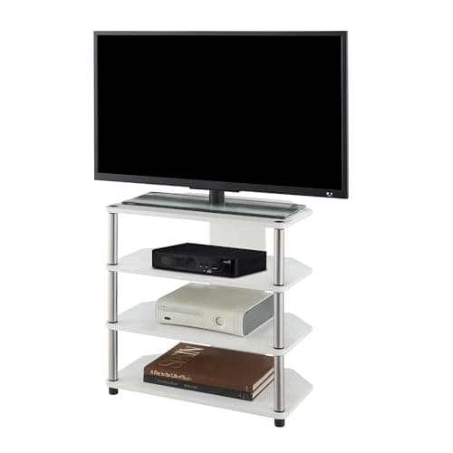 Designs2Go Corner TV Stand - 4-Tier 23.75" TV.CENTER, White