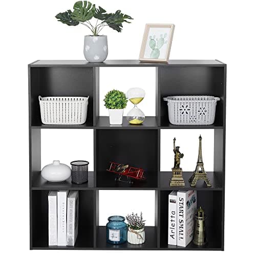 ZenStyle 9 Cube Storage Shelf Organizer, Black, Customizable Bookshelf System