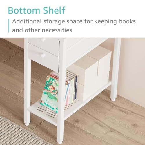 White Small Desk with Drawers - 40 Inch Computer Desk for Small Home Office
