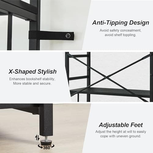 HOMBAZAAR 70 Inch Tall Rustic Metal Bookcase, 6 Tier Office Shelves for Living Room & Bedroom, Black