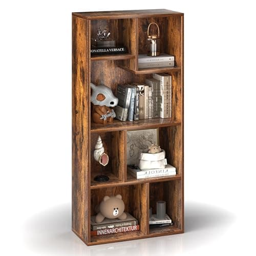 VECELO 4-Tier 42 Inch High Bookcase, Black with Height Difference Shelves