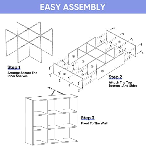 SUPER DEAL 9-Cube Storage Organizer - 11 Wood Bookshelf with 5 Removable Back Panels for Kids and Home