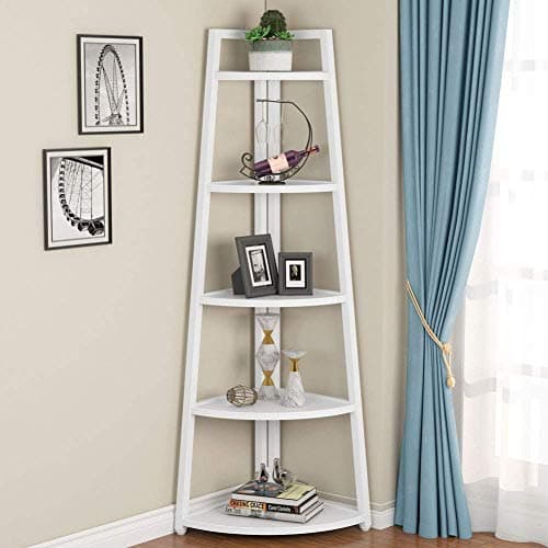 Tribesigns Grey 5 Tier Industrial Corner Ladder Shelf, 70 Inch Tall, Ideal for Living Room, Kitchen, Home Office