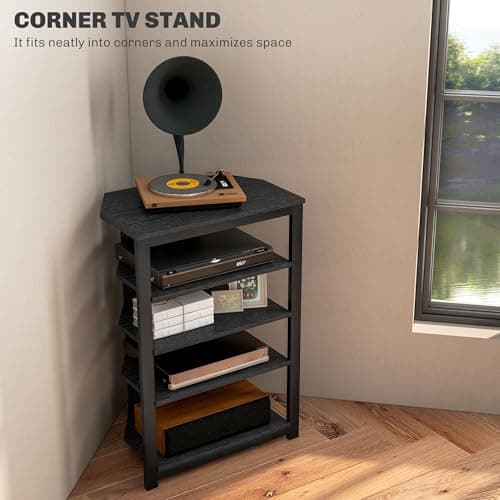 HOMCOM 4-Tier LED Media Stand with Cable Management for DVD Players, Game Consoles, and Streaming Devices - Black