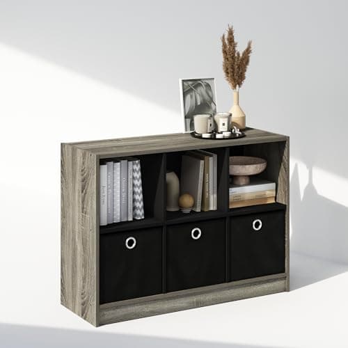 Furinno 6-Cube Multipurpose Storage Organizer Shelf, White/Black