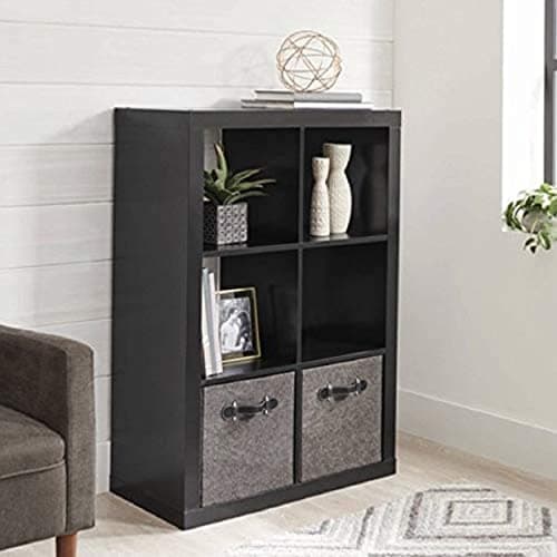Better Homes & Gardens Weathered Bookshelf Storage Cabinet (White 4-Cube, Solid Black 6-Cube)
