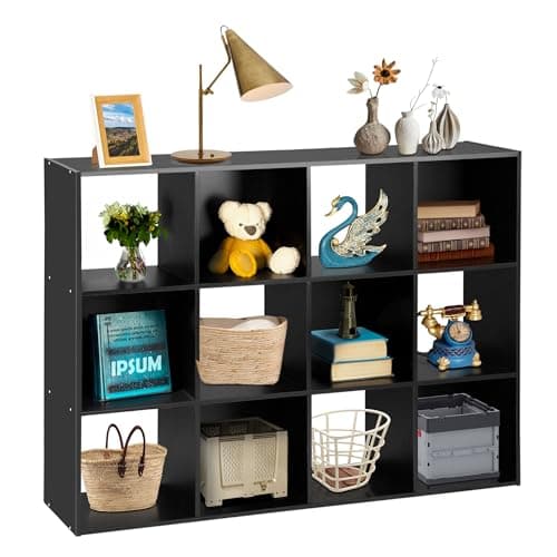 SUPER DEAL 9-Cube Storage Organizer - 11 Wood Bookshelf with 5 Removable Back Panels for Kids and Home