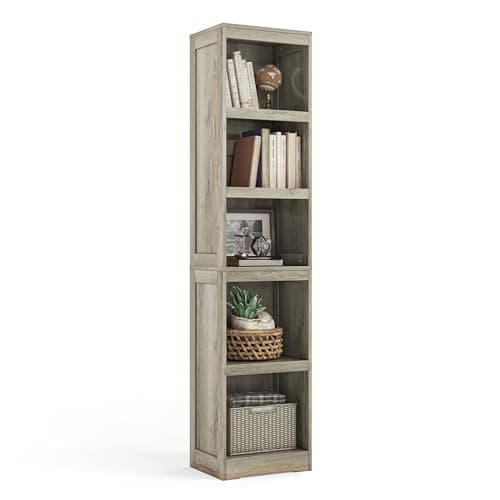 LINSY HOME White Oak 3-Tier Bookcase for Home Office, Living Room, and Bedroom