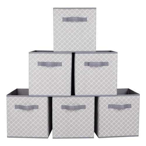 ShellKingdom Storage Bins, Fabric Cubes & Organizer Drawer, 6 Pack (Black+Beige+Grey)