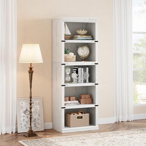 GAOMON 3 Tier Grey Farmhouse Bookshelf with Storage