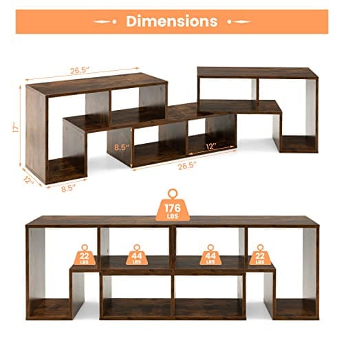 Tangkula 3 Piece TV Stand, Brown - Minimalist Modern Entertainment Center for 50-65 Inch TVs