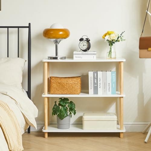 IBUYKE 3-Tier White Wooden Bookcase - Modern Standing Storage Organizer