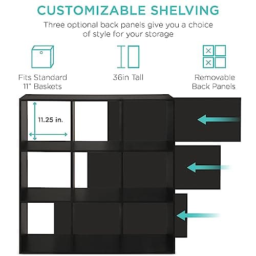 Customizable 9-Cube Storage Organizer - Black