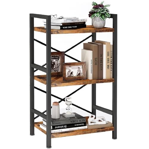Rustic Brown 4 Tier Bookshelf for Living Room, Bedroom, Home Office