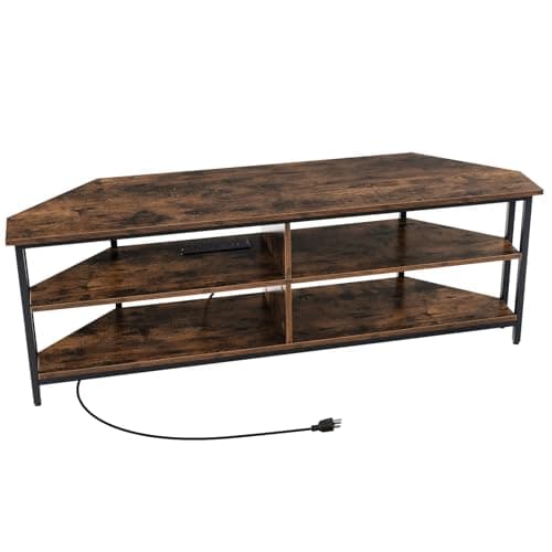 Tangkula 55" White TV Stand, 65" TV Compatibility, AC & USB Ports, Metal Frame