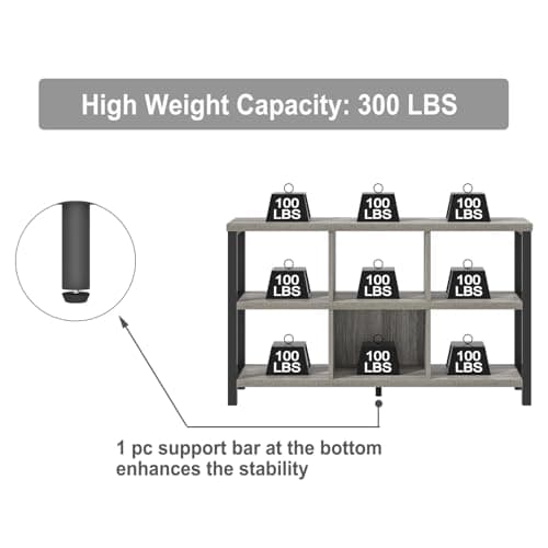 FOLUBAN Light Grey 47 Inch Wood & Metal Cube Storage Organizer
