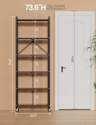 73.6 Inch Tall Metal Bookshelf, 6 Tier, Heavy Duty, Black (1PACK)