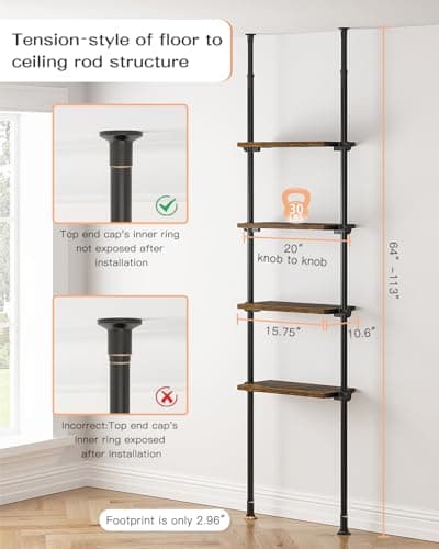 ALLZONE Tall Narrow Bookshelf, 4-Tier Ladder Bookcase for Small Spaces