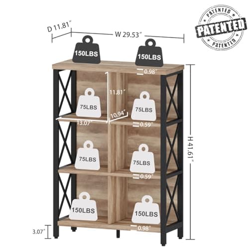 FATORRI Rustic Oak 6 Cube Storage Bookshelf Organizer