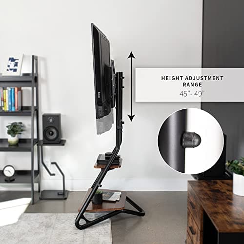 VIVO STAND-TV75BH Floor Stand for 37-75 inch TVs, Height Adjustable, Dark Walnut Shelves