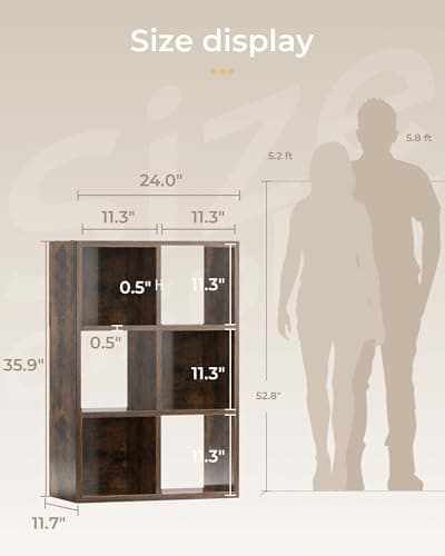 GTPLAYER 6-Cube Storage Organizer Shelf for Closet and Bedroom - Rustic Brown
| Stackable 2x3 Design 11" Bin Storage Organizer - Partial Back Panels, Rustic Brown
| Vertical or Horizontal Use 11" Bin Storage Organizer - GTPLAYER 6-Cube Shelf, Rustic