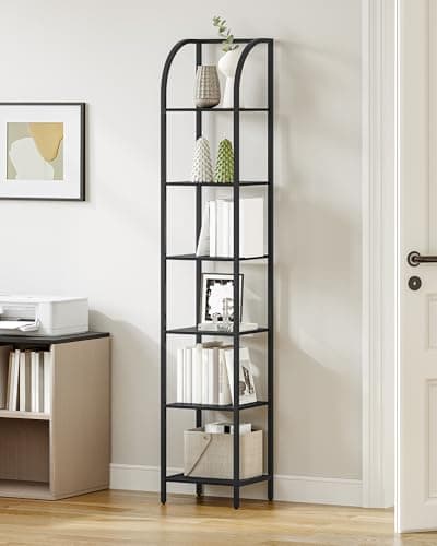 Industrial Style 6-Tier Black Steel Frame Bookcase BC56004B