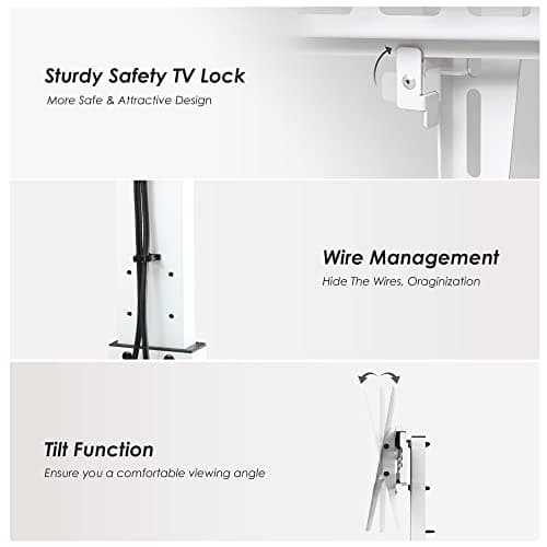 FITUEYES Swivel Tilt Universal TV Stand, White, 32-75 Inch Screens