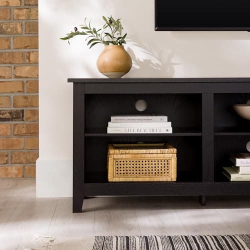 Walker Edison Wren Classic 6 Cubby TV Stand, 70 Inch, Black
