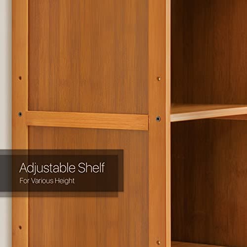 MoNiBloom Brown 3-Tier Bamboo Tall Standing Bookshelf for Living Room Storage