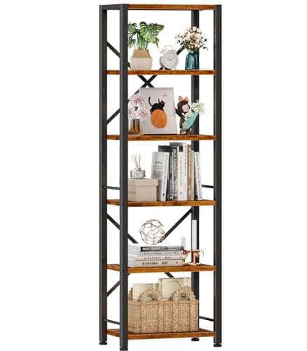 Furologee White Tall Bookshelf with 6 Shelves for Living Room and Home Office