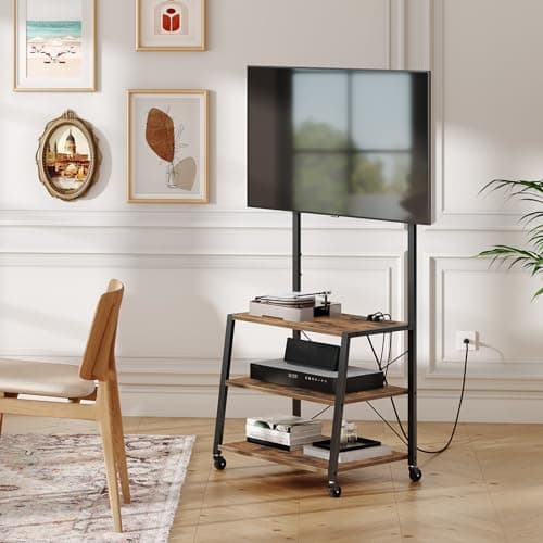 Rolling TV Stand for 55 inch TV, Corner Entertainment Center