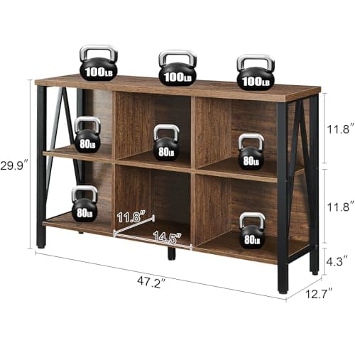 Rustic Short Wide Cube Storage Organizer Shelf for Living Room or Office