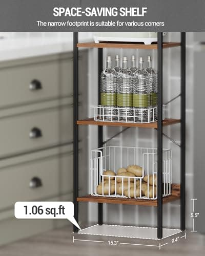 Rustic Brown 6-Tier Bookcase with Hooks for Home Storage BC10701B